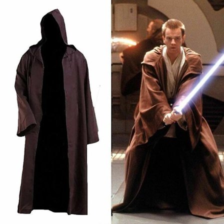 Jedi Robe Star Wars Kostume Mænd Hætte Kappe Robe Cosplay Fest Fancy Dress -a