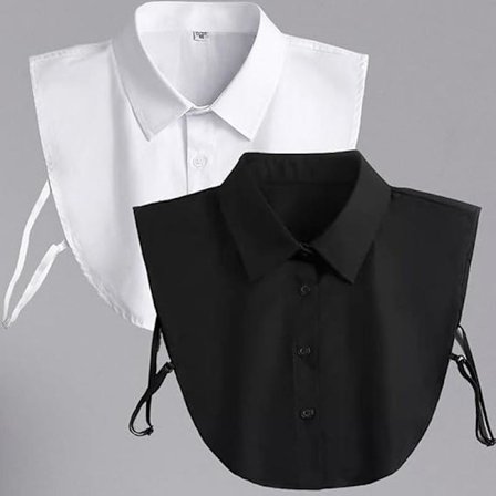 2 st Vassa Kragar Professionella Formella Kläder Falsk Krage Studentuniform Examensklänning Falsk Krage Skjorta En Svart och En Vit