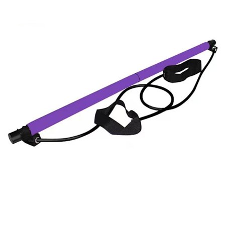 Pilates Barbell Sæt med Modstandsbånd Bærbar Fitness Barbell med Fodringe til Yoga, Stretching, Kropsskulptur, Twisting, Sit-ups