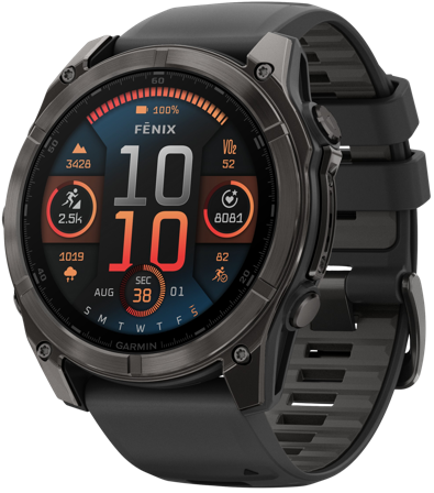 Garmin Fenix 8 51mm AMOLED Sapphire Carbon Gray DLC Titanium with Black Pebble Gray Silicone