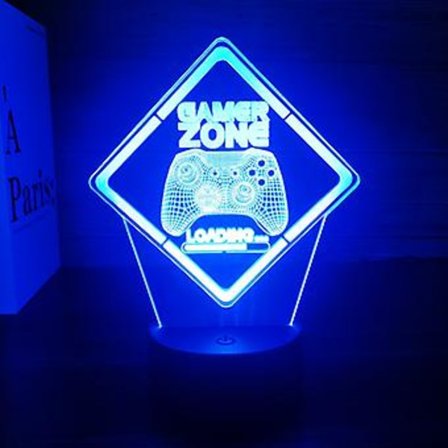 Mart Gamer Zone Nattlampa med Spelkontrollgrafik, 3D Illusion LED-lampa, 16-färgad Touch & Fjärrkontroll - Perfekt Present till Spelare, Tonåringar, 