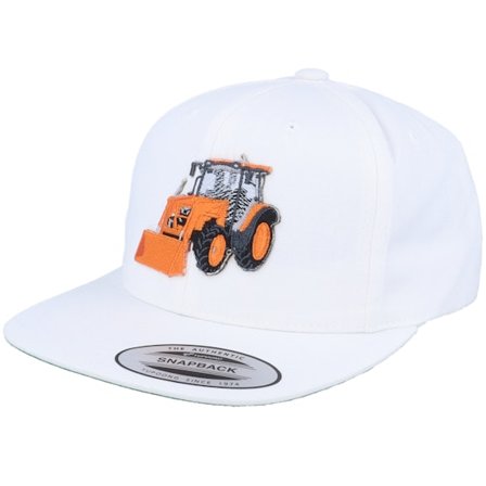 Kiddo Cap - White snapback Czapka Z Daszkiem - Orange Tractor White Snapback @ Hatstore