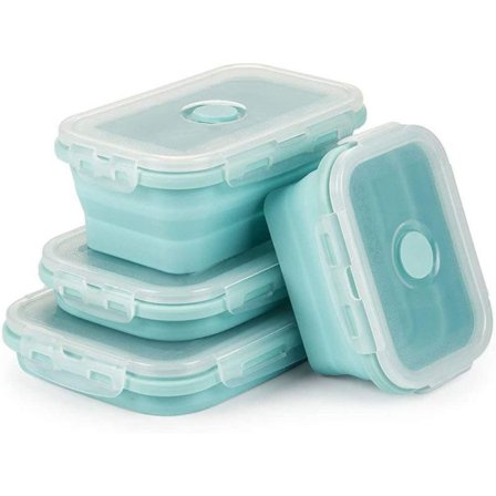 Sammenleggbare oppbevaringsbokser for mat, 4 stk, sammenleggbar oppbevaring av mat
