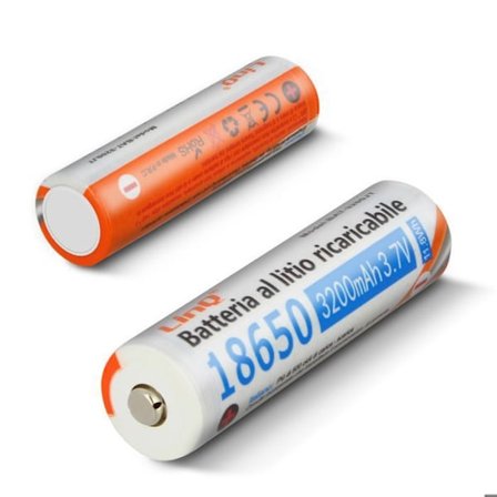 2 batterier 18650 Litium 3200mAh 3,7V Uppladdningsbart standardhuvud 3200JT LinQ Orange