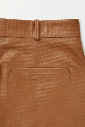 COS Women's The Embossed-Leather Bermuda Shorts in Brown
