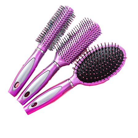 3 stk (lilla) Runde hårkam, krøllete hårkam, rullende kam