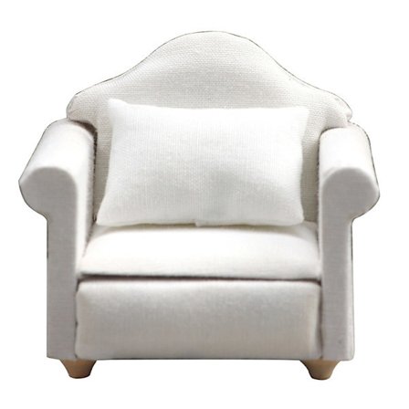 Fåtölj i lantlig stil mini soffa dockskåp miniatyr soffa och set trämöbler simuleringsmöbler flickors favoritgåva Ren vit