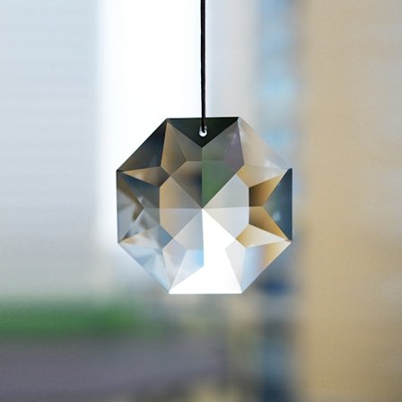 #Oktagon farvet krystal facetteret prisme anhæng, 60mm, transparent#