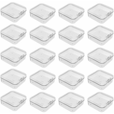 20 stk. lille æske med hængslet låg, perleopbevaringsbeholder, plastikopbevaringsbeholder til ting, piller, urter, små perler, smykketilbehør og mere