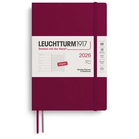 Leuchtturm1917 Kalender Weekly Planner & Notebook 2026 A5 Soft Cover Port Red