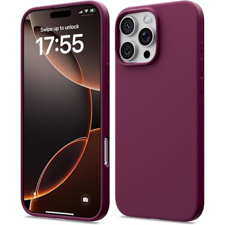 iPhone 16 Pro Skal Flytande Silikon, Stöttåligt Skal Kompatibelt med iPhone 16 Pro Skal Mjukt, Fullt Skydd Skal (Burgundy)