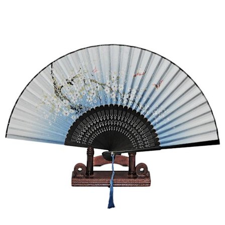 Vifte - Sommerfugle med blomster [M18] - Blå [Sort]