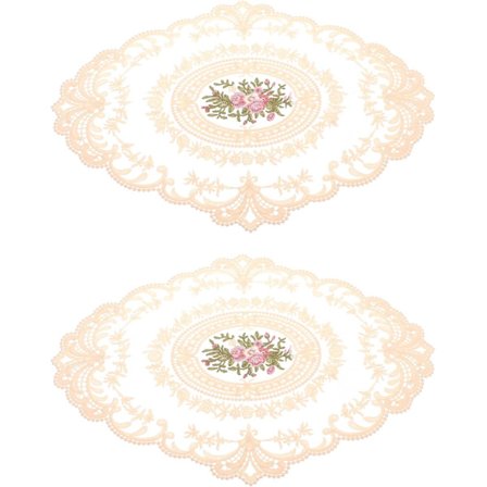 Blomsterkopper 2 stk blonder doilies melkesilke broderte bordbrikker varmebestandige bordmatter bordmatter bordbrikker til bryllup bursdag 