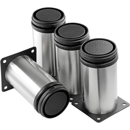 4 Tommer Metall Møbelbein Justerbare Bein i Rustfritt Stål Sølv Bordbein Runde Skapbein for Kaffebord Skap