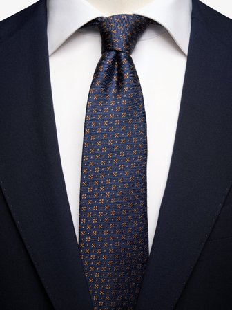 John Henric Men's Dunkelblau & Braun Krawatte Geometrisch Size 7,5