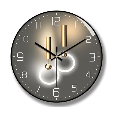 30cm Diameter Veggklokke Rund Europeisk Digital Kvarts Veggklokke Egnet for Stue, Soverom og Studie (Svart)