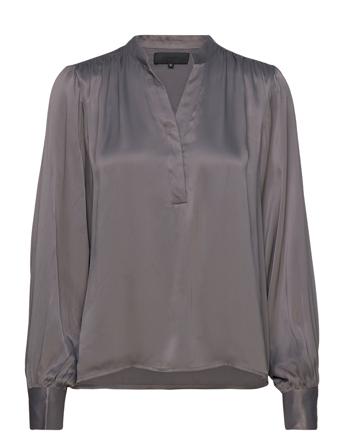 Lr-Amira Bluse Langermet Grå Levete Room*Betinget Tilbud