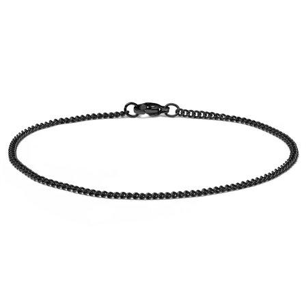 Pulsera de cadena negra de 2 mm para hombres - Pulseras de acero
