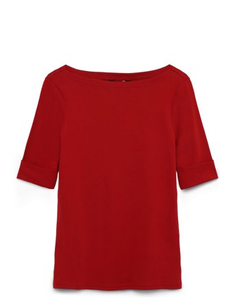 Stretch Cotton Boatneck Tee Red Lauren Ralph Lauren