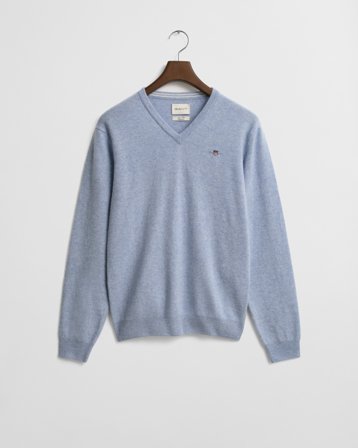 GANT Herren Superfine Lambswool V-Neck Pullover (XXXL) Hellblau