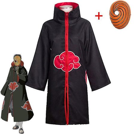 Tobi Obito Cosplay Kostume Akatsuki Langærmet Kappe Halloween Karneval Sjov Voksen Cosplay Kostume