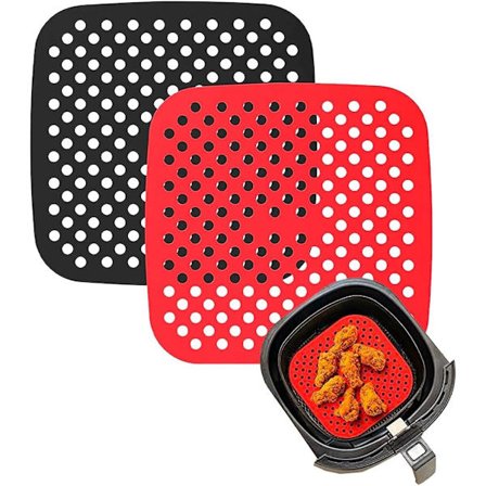 Firkantede silikone bagemåtter til airfryer, genanvendelige dampmåtter til airfryer, perforerede