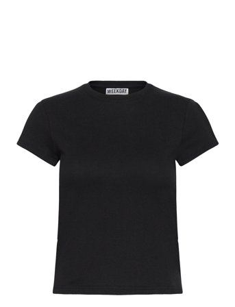 Weekday Slim Short-Sleeved Cotton T-Shirt - Black - S