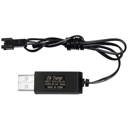 4,8V 250mA USB-laturi SM 2P-liittimellä RC-autoille