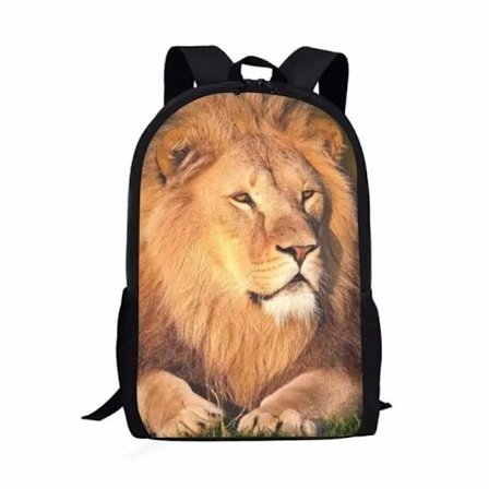 Rolig 3D Lejon Tryck 16 Tum Ryggsäck Barn Skolväska Barn Ryggsäck Flickor Pojke Skolväska Tonåring Student Ryggsäck