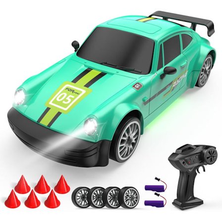 RC Drift -auto 2.4GHz 1:20 mittakaava 4WD 20KM/H Nopea Kaukosäädöllä Ohjattava Auto LED-valoilla Drift-renkailla 2 kpl Latautuvat Akut Leikkiautot