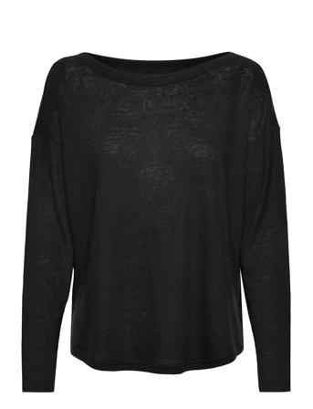 Linen Blend Boatneck T-Shirt Black GAP