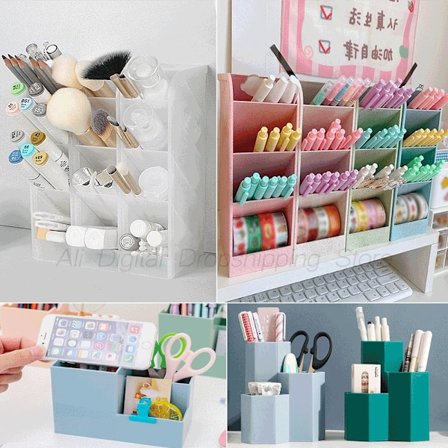 Desk Organizer for Pens Storage Brush Stand Desk Pencil Holder For School Supplies Kawaii Stationery & Office Makeup Storage Box