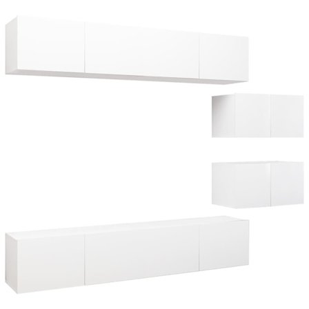 vidaXL TV-skåp 6 delar vit spånskiva