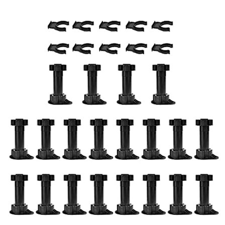 20 stk. Møbelfødder Justerbar Skab Fod Ben Enhed Skabsben Med Sparkbræt Klips Til Kitch