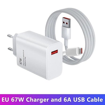 Xiaomi 67W USB Super Pikalaturi Virtalähde Adapteri Mi 12 11 6A Type C Kaapeli POCO X5 X4 Pro Redmi Note 9 10 11 Lataus