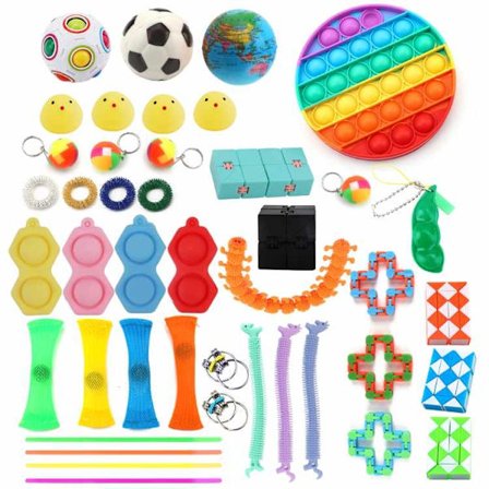Fidget-lelut - Lelupakkaus aikuisille ja lapsille - 43 kappaletta Rainbow Pop Circle -leluja