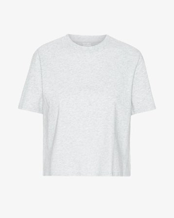 Organic Boxy Crop Tee - Snow Melange