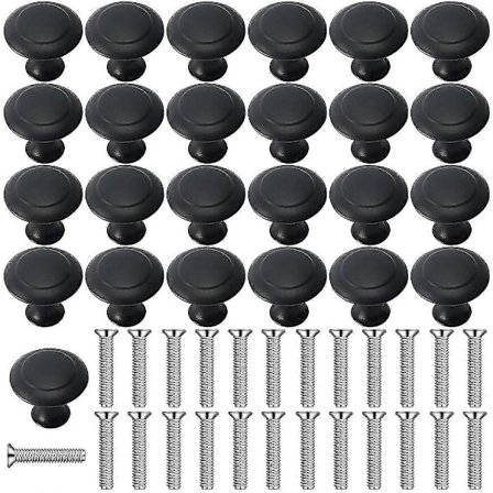 25 stycken skåpshandtag knoppar för badrum, skåp, byrådörrar, möbler (30 mm)