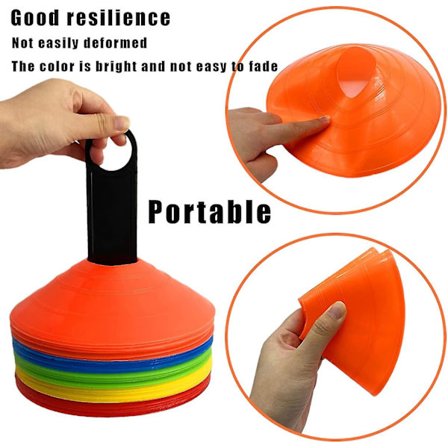 50-pack Sportkoner, Plast Agility Koner, Fältkonmarkörer med Hållare för Träning, Spel, Basket, Fotboll, Barn, Sport