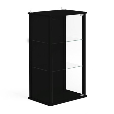 Glasvitrine, wandmontiert, 920x500x350 mm, schwarz