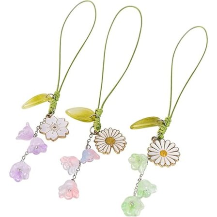 3 stk. Kreativ Tulipan Blomst Mobiltelefon Vedhæng, Mobiltelefon dekorationstilbehør Velegnet til Nøglering Mobiltelefon Bilnøgle Taske Rygsæk