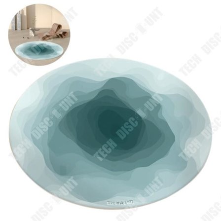 Matta - TD - Imitation Kashmiri - Rund - Blå - Halkfri - Tvättbar