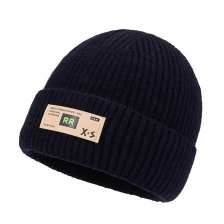 Vinter Förtjockning Cap Utomhus Varm Hålla Sport Öronlappar Slipover Mössa för män och kvinnor i koreansk stil Casual stickad cap Dark Blue Average 