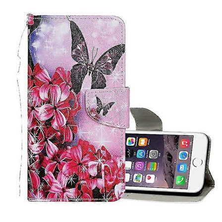 Laadukas kuvioitu nahkakotelo iPhone 6 / 6s -puhelimelle