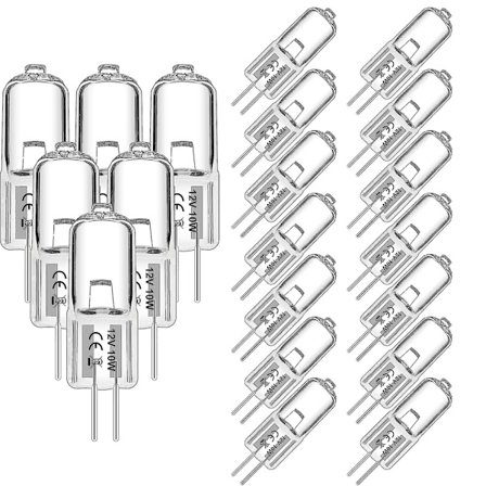 G4 halogenlamper 10W 12V - Varmhvit - 20 pakning 10W