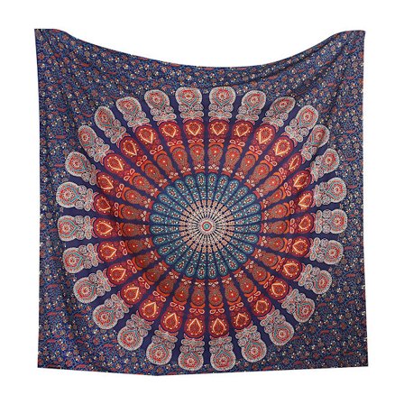 Mandala Vegghengende Gylden Blomstert Sengeteppe Tapestry Trykt Hengende Stoff
