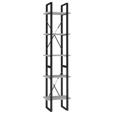 Vidaxl Bokhylla 5 Hyllplan Betonggrå 40x30x175 Cm Konstruerat Tr Grå