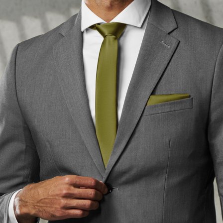 Blattgrüne Basic Krawatte 6 cm für Männer - Schmale Krawatten
