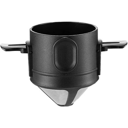 Konisk Kaffedrippfilter, Rostfritt Stål Kaffefilter Kaffebryggare Med Rengöringsborste För Hem Kontor Resor, Svart (1 st)