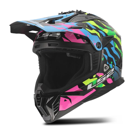 MX-Kypärä LS2 MX708 Fast II Grotesk Sininen/Pinkki/Vihreä Matta M